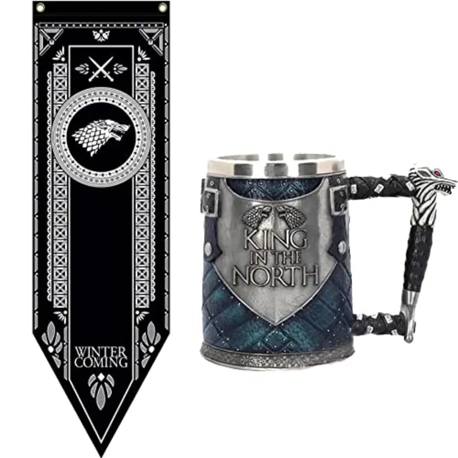 Inspired GOT Merchandise Stark Gift Set - GOT House Banner and Sigil Tankard
Inspired GOT Merchandise Stark Gift Set - GOT House Banner and Sigil Tankard