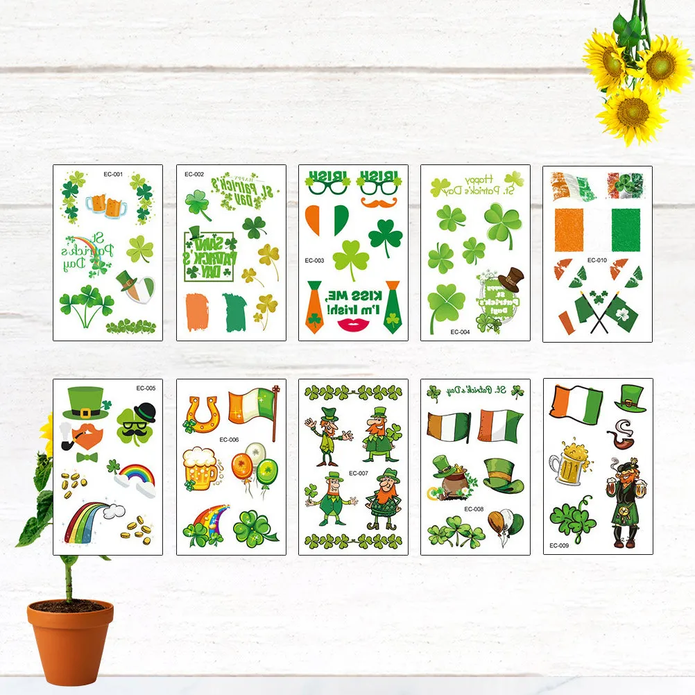 10 Sheets Glitter Stickers for Kawaii 's Lucky Clover Arm Body Celebration Patricks Day
10 Sheets Glitter Stickers for Kawaii 's Lucky Clover Arm Body Celebration Patricks Day