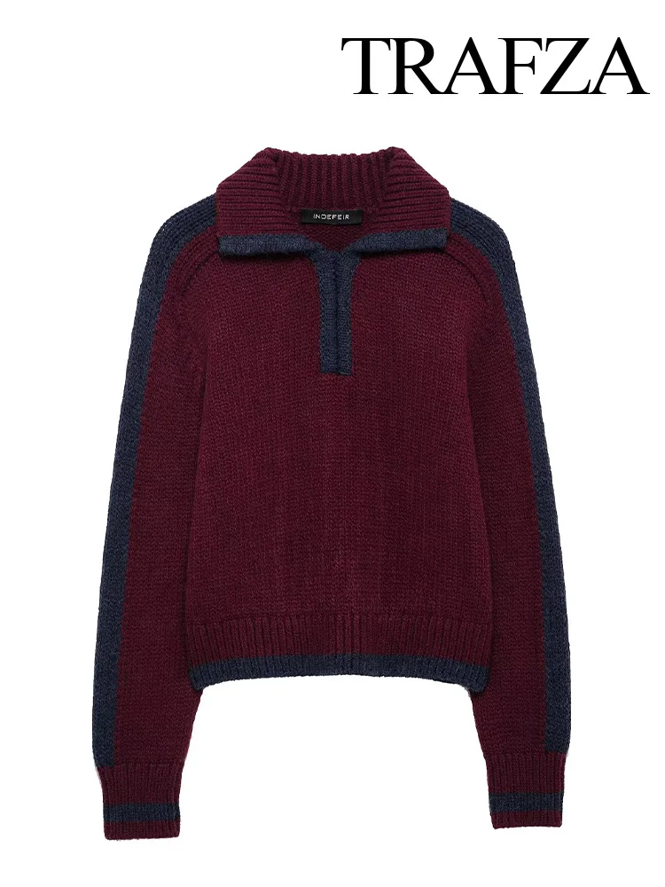 TRAFZA Women Fashion Warm Turn-down Collar Loose Pullover Female Autumn Casual Long Sleeve Elastic Splice Knitted Sweater
TRAFZA Women Fashion Warm Turn-down Collar Loose Pullover Female Autumn Casual Long Sleeve Elastic Splice Knitted Sweater