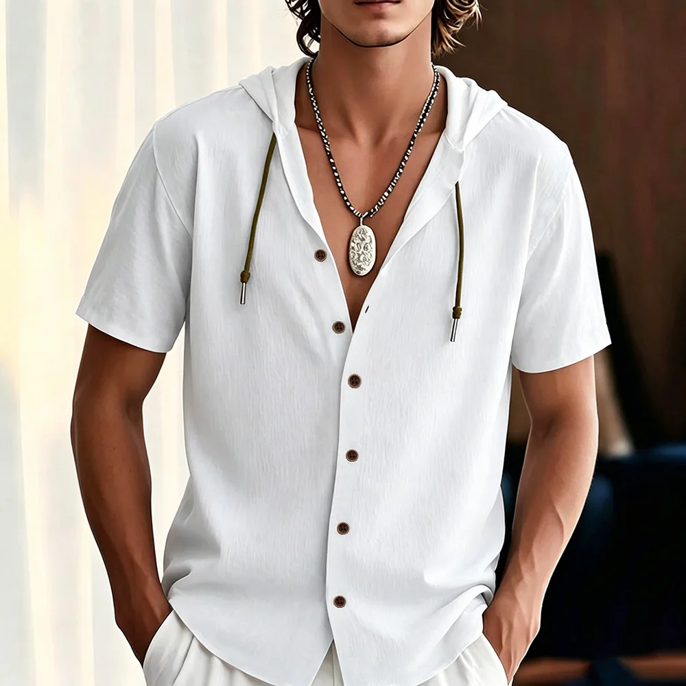 Cotton Linen Hooded Shirt for Men Breathable Lightweight Vacation Style Single Breasted Solid Color Stylish Male Casual Shirts
Cotton Linen Hooded Shirt for Men Breathable Lightweight Vacation Style Single Breasted Solid Color Stylish Male Casual Shirts