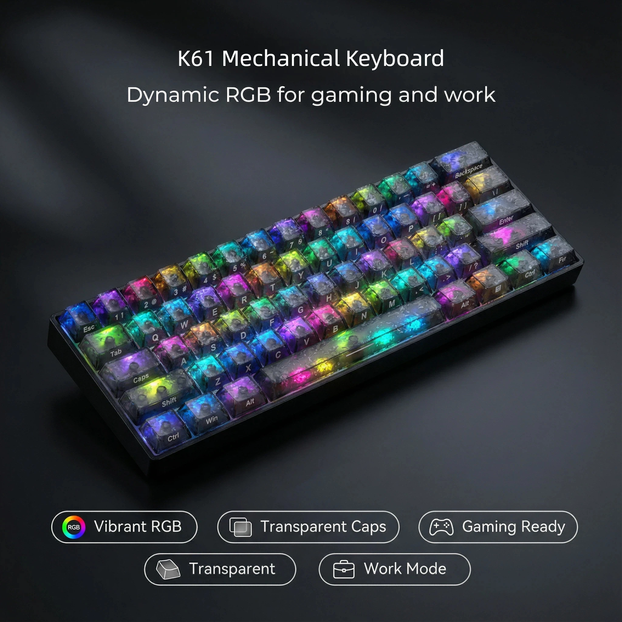 61-Key RGB Mechanical Keyboard Wired K61 Mini Keyboard 60% Portable Red/Blue/Brown Switches, Ideal for Gaming/Work
61-Key RGB Mechanical Keyboard Wired K61 Mini Keyboard 60% Portable Red/Blue/Brown Switches, Ideal for Gaming/Work
