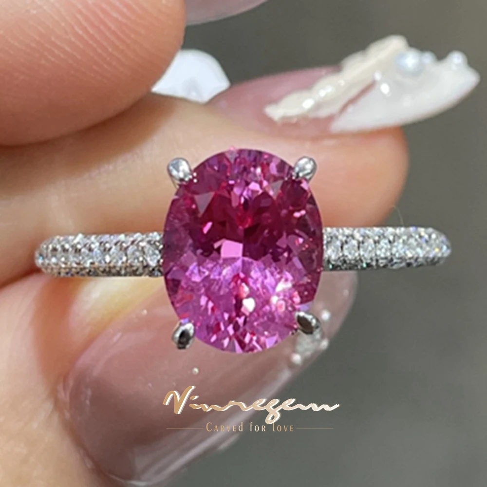 Vinregem 3 CT 8*10 MM Oval Cut Lab Pink Sapphire Moissanite Gemstone 925 Sterling Silver Engagement Ring for Women Fine Jewelry
Vinregem 3 CT 8*10 MM Oval Cut Lab Pink Sapphire Moissanite Gemstone 925 Sterling Silver Engagement Ring for Women Fine Jewelry