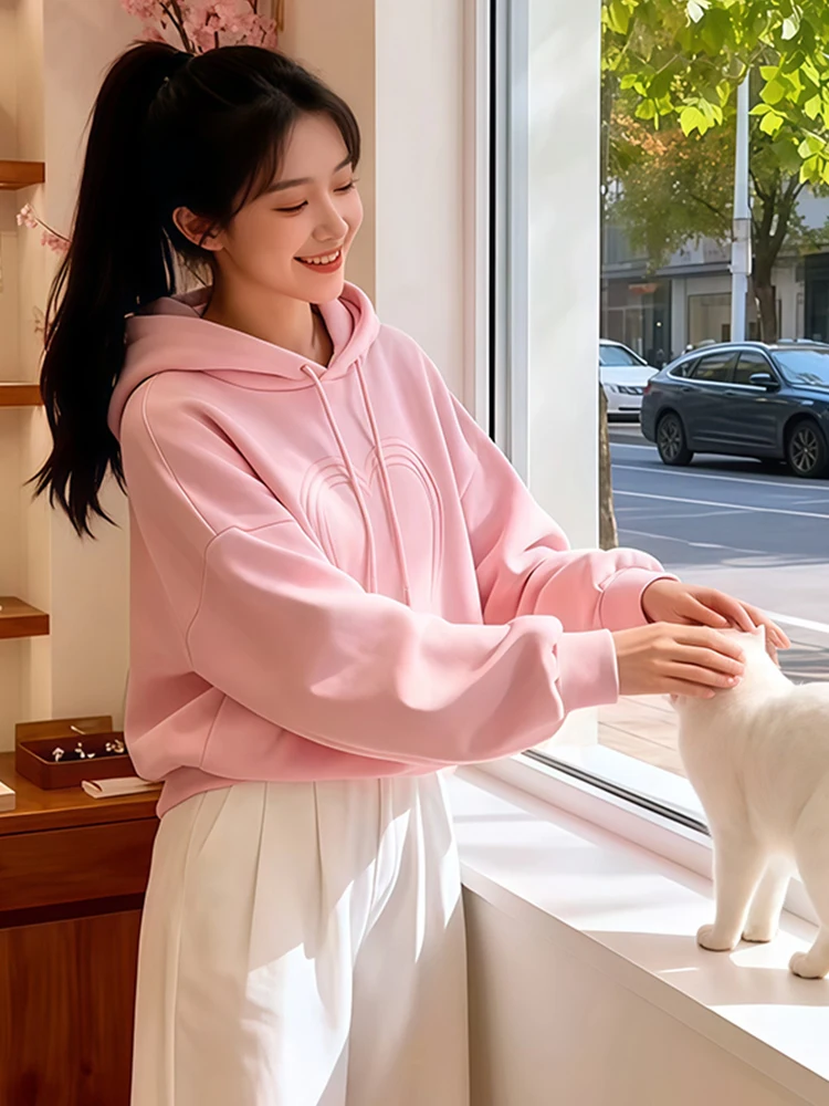 Chic Long Sve Heart Print Sweatirt Women's Korean Sle Comfortable Loose Fit Hoodie Autumn Winter New Arrival Streetwear
Chic Long Sve Heart Print Sweatirt Women's Korean Sle Comfortable Loose Fit Hoodie Autumn Winter New Arrival Streetwear