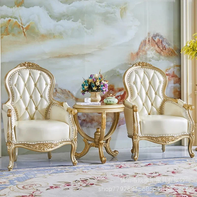 TAO European leather solid wood bedroom American round sofa chair study armchair high back
TAO European leather solid wood bedroom American round sofa chair study armchair high back