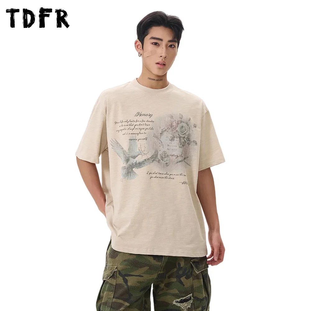 Vintage Double-sided Printed Short Sleeve T-shirt Mens Pigeons Print Summer Streetwear Loose Crew Neck Half-Sleeve Cotton Tee
Vintage Double-sided Printed Short Sleeve T-shirt Mens Pigeons Print Summer Streetwear Loose Crew Neck Half-Sleeve Cotton Tee