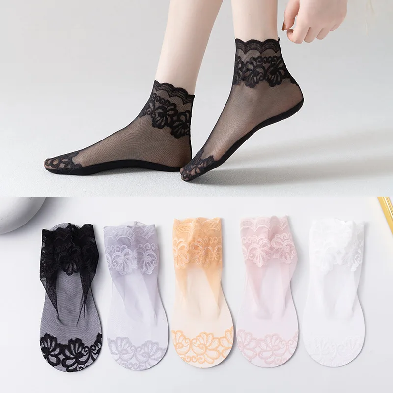 Lace Women's Spring and Summer Thin Tide Stockings Lace Pure Cotton Sole Transparent Mesh Gauze Tube Crystal Socks
Lace Women's Spring and Summer Thin Tide Stockings Lace Pure Cotton Sole Transparent Mesh Gauze Tube Crystal Socks