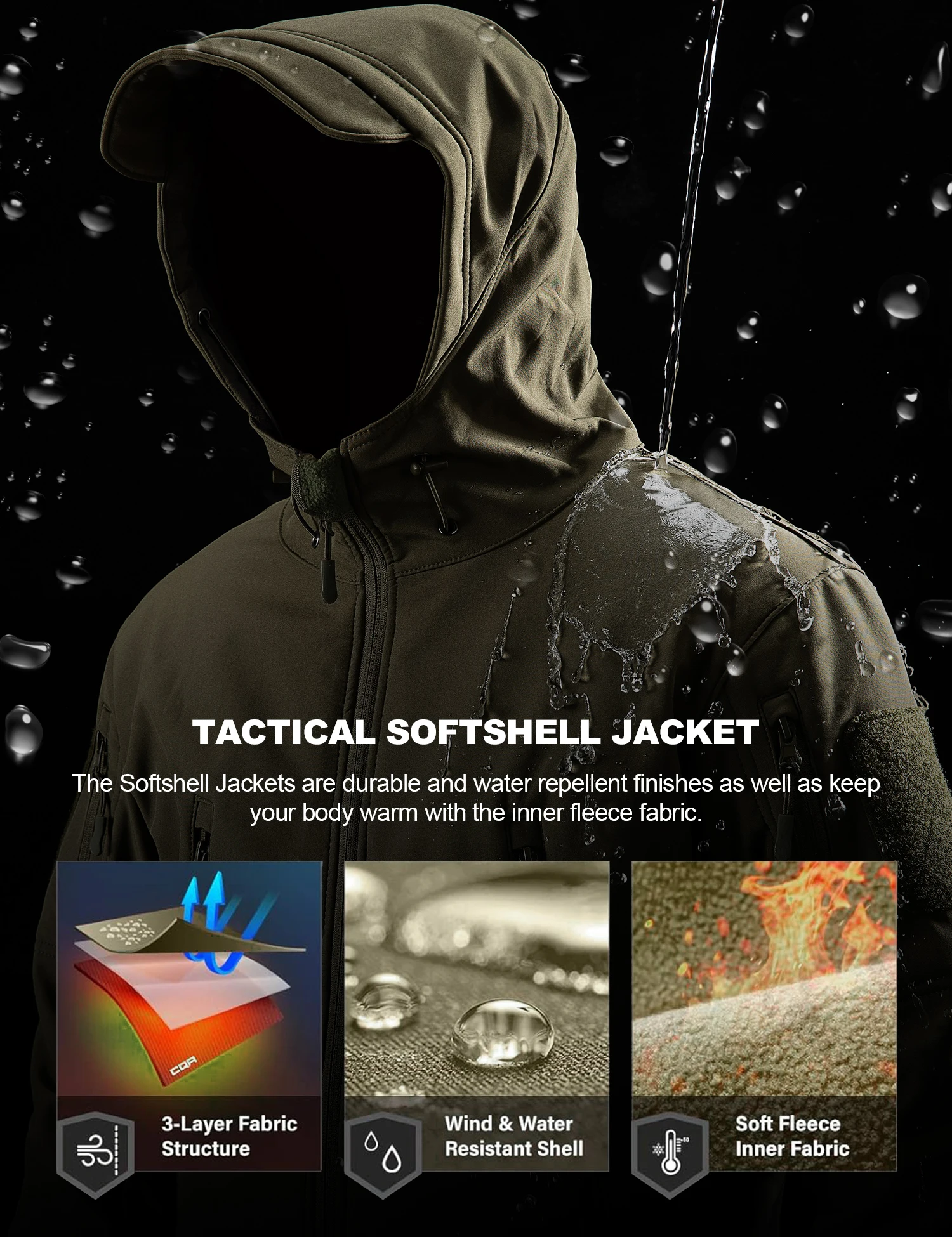 Men's Fleece Police Security Hiking Cycling Coat Tactical Softshell Waterproof Black Green Hooded Outdoor military Jacket
Men's Fleece Police Security Hiking Cycling Coat Tactical Softshell Waterproof Black Green Hooded Outdoor military Jacket