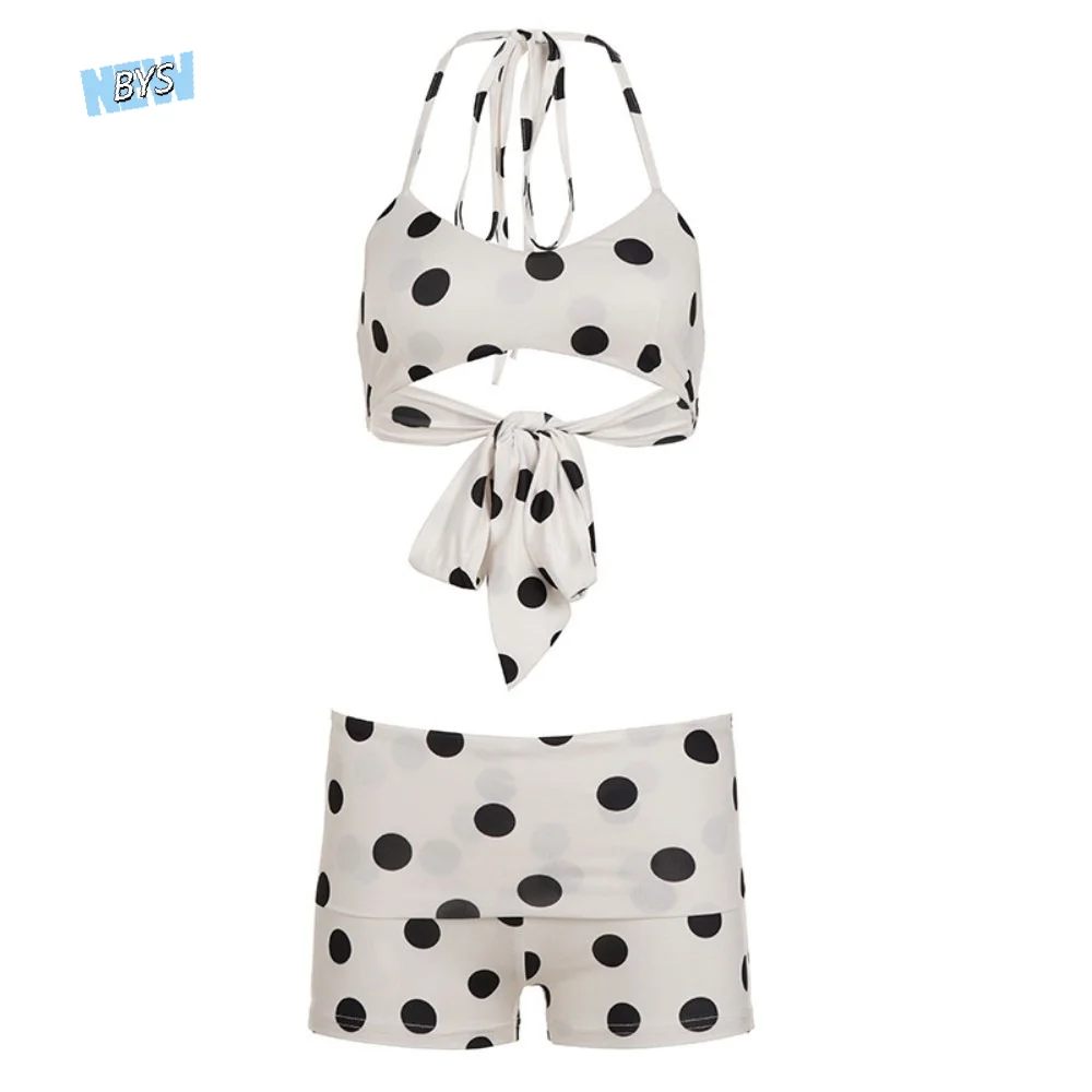 Повседневный костюм-бикини на бретельках с лямкой на шее, шорты-боксеры с рюшами, комплект купальников на шнуровке, облегающий купальник в горошек для отпуска
Повседневный костюм-бикини на бретельках с лямкой на шее, шорты-боксеры с рюшами, комплект купальников на шнуровке, облегающий купальник в горошек для отпуска