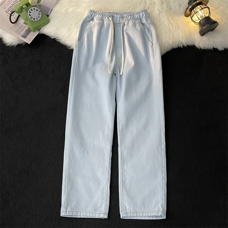 Light Blue Washed Drawstring Elastic Waist Jeans Men's Straight Leg Spring Autumn Loose Versatile Youth Casual Long Pants
Light Blue Washed Drawstring Elastic Waist Jeans Men's Straight Leg Spring Autumn Loose Versatile Youth Casual Long Pants