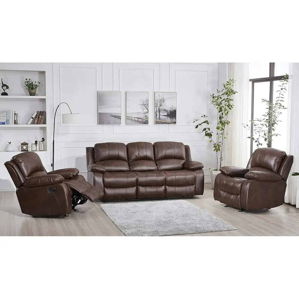 3-Piece Leather Reclining Sofa Set, Living Room Furniture, Sofa, Glider, 8018, Multiple Colors (Brown, Sofa + Chair + Chair)
3-Piece Leather Reclining Sofa Set, Living Room Furniture, Sofa, Glider, 8018, Multiple Colors (Brown, Sofa + Chair + Chair)