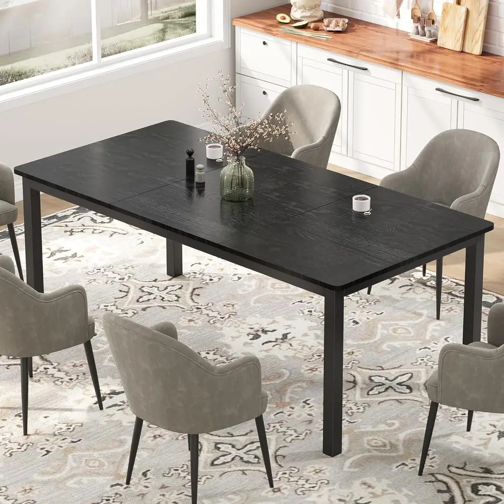 Elegant 79 Dining Table, 6-Seat Wooden Kitchen Table, Family-Friendly Industrial Style Dining, Sturdy Metal Frame, Long Desk for
Elegant 79 Dining Table, 6-Seat Wooden Kitchen Table, Family-Friendly Industrial Style Dining, Sturdy Metal Frame, Long Desk for