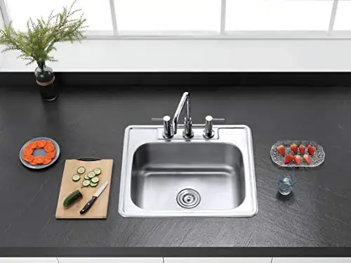 25-Inch Single Compartment Brushed Stainless Steel Drop-In Kitchen Sink
25-Inch Single Compartment Brushed Stainless Steel Drop-In Kitchen Sink
