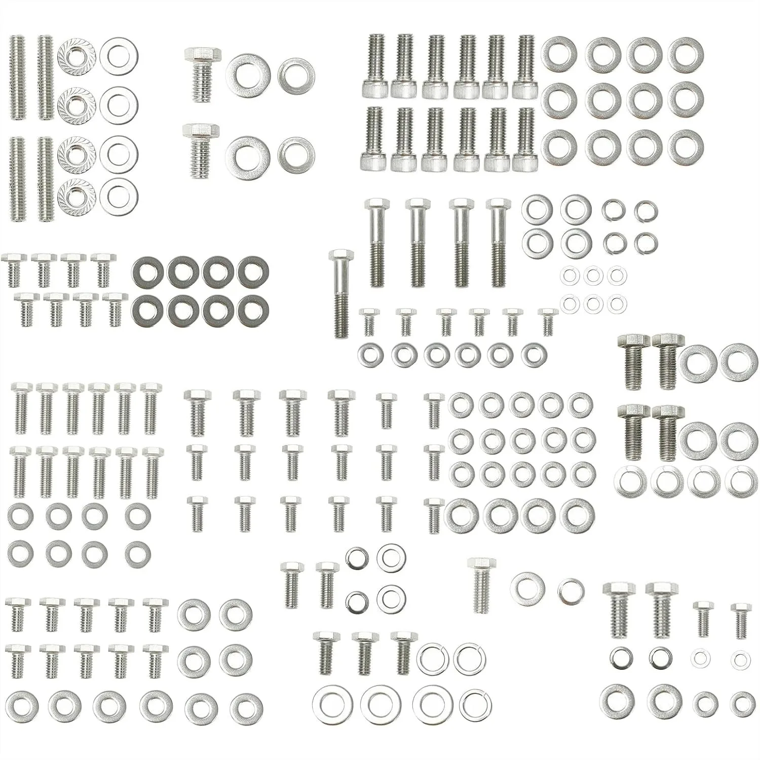 Stainless Steel Small Block Engine Hex Bolt Kit for Chevy 265 283 302 305 307 327 350 400 SBC, 211 Pcs Nuts & Bolts, Rust-Proof
Stainless Steel Small Block Engine Hex Bolt Kit for Chevy 265 283 302 305 307 327 350 400 SBC, 211 Pcs Nuts & Bolts, Rust-Proof