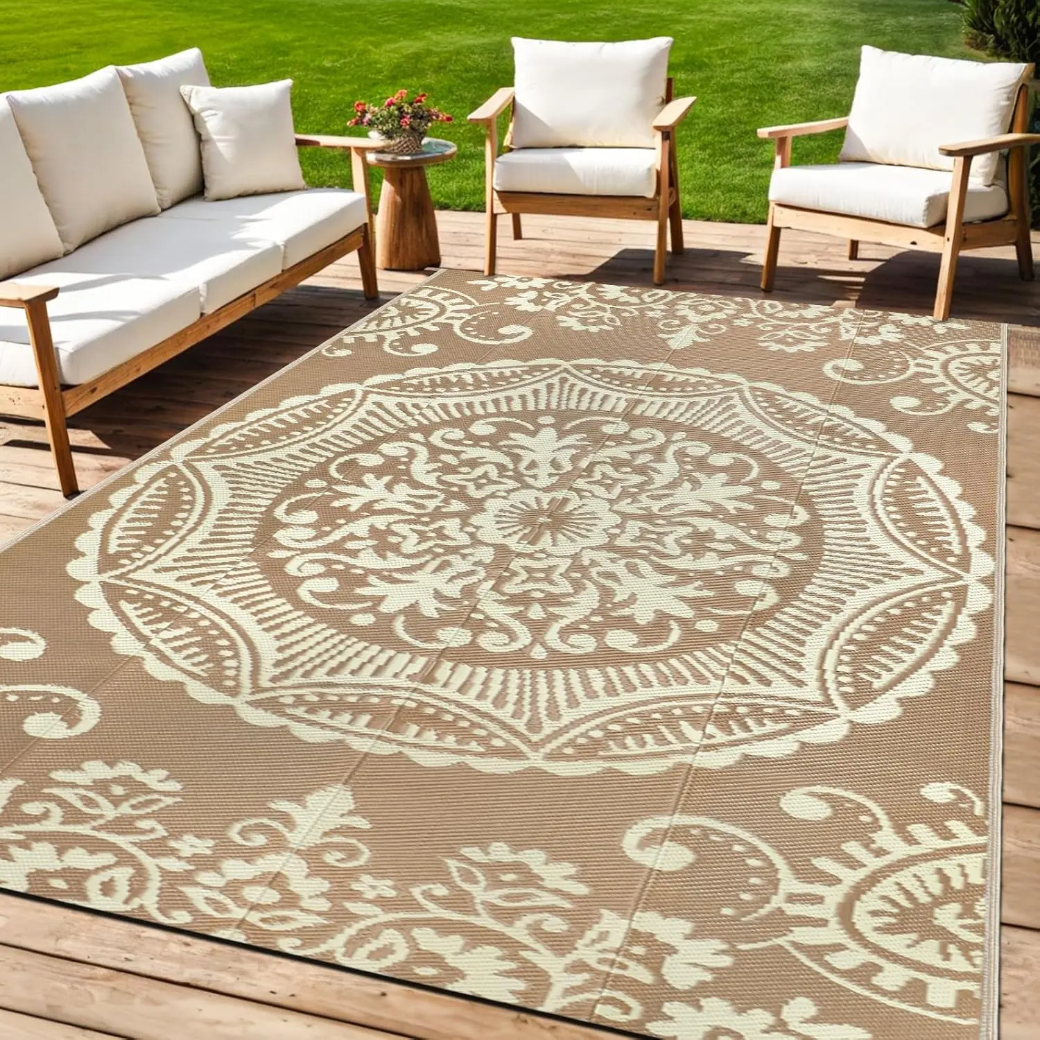 5x8 Outdoor Rug Waterproof Beige Boho Floral Patio Carpet Portable Plastic Straw Rug Foldable Outside Carpet with Carry Bag f
5x8 Outdoor Rug Waterproof Beige Boho Floral Patio Carpet Portable Plastic Straw Rug Foldable Outside Carpet with Carry Bag f