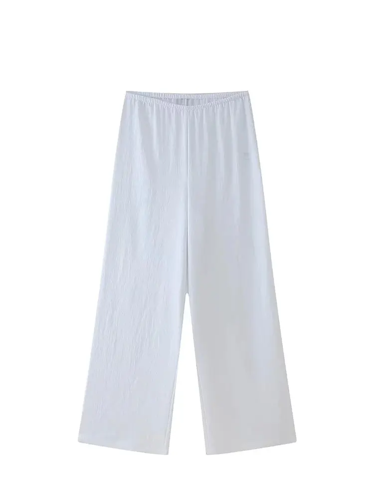 TRAFZA Women's Summer Fashion Elastic Waist Pocket Decorated Straight Pants Summer Women's Silk Satin Textured Street Pants TRAF
TRAFZA Women's Summer Fashion Elastic Waist Pocket Decorated Straight Pants Summer Women's Silk Satin Textured Street Pants TRAF