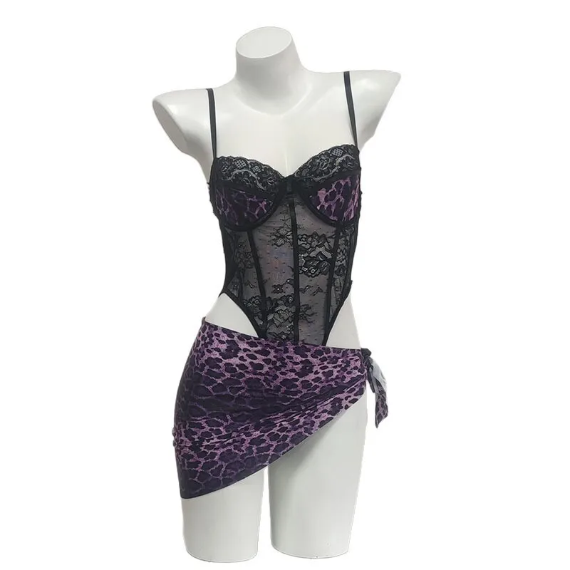 Sexy Purple Leopard Print Lace Mesh Corset Bodysuit With Wrap Cover Up Skirt Two Piece Lingerie Set For Women Pure Desire 2ZBQ
Sexy Purple Leopard Print Lace Mesh Corset Bodysuit With Wrap Cover Up Skirt Two Piece Lingerie Set For Women Pure Desire 2ZBQ