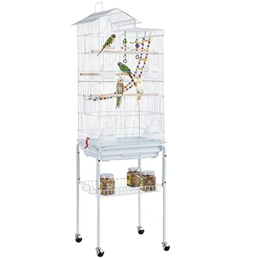 Roof Top Flight Bird Cage for Parakeets Cockatiels Conures Finches Lovebirds Canaries Budgies: 62.5-inch metal cage with white
Roof Top Flight Bird Cage for Parakeets Cockatiels Conures Finches Lovebirds Canaries Budgies: 62.5-inch metal cage with white