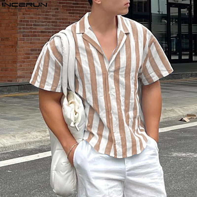 INCERUN Men Striped Shirt Lapel Short Sleeve Button Casual Men Clothing Summer Streetwear 2025 Fashion Male Shirts Tops S-5XL
INCERUN Men Striped Shirt Lapel Short Sleeve Button Casual Men Clothing Summer Streetwear 2025 Fashion Male Shirts Tops S-5XL