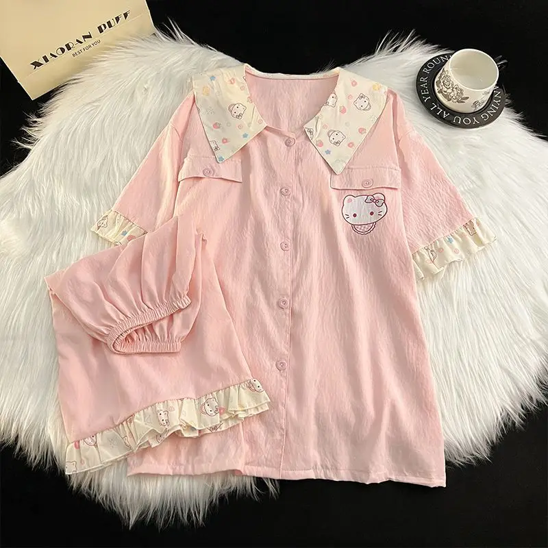 Пижамы Sanrio Hello Kitty Spicy Girl, летняя одежда для сна в стиле Y2K Kawaii с героями мультфильмов, пижамы с короткими рукавами и шортами, студенческий домашний костюм, ночная одежда
Пижамы Sanrio Hello Kitty Spicy Girl, летняя одежда для сна в стиле Y2K Kawaii с героями мультфильмов, пижамы с короткими рукавами и шортами, студенческий домашний костюм, ночная одежда