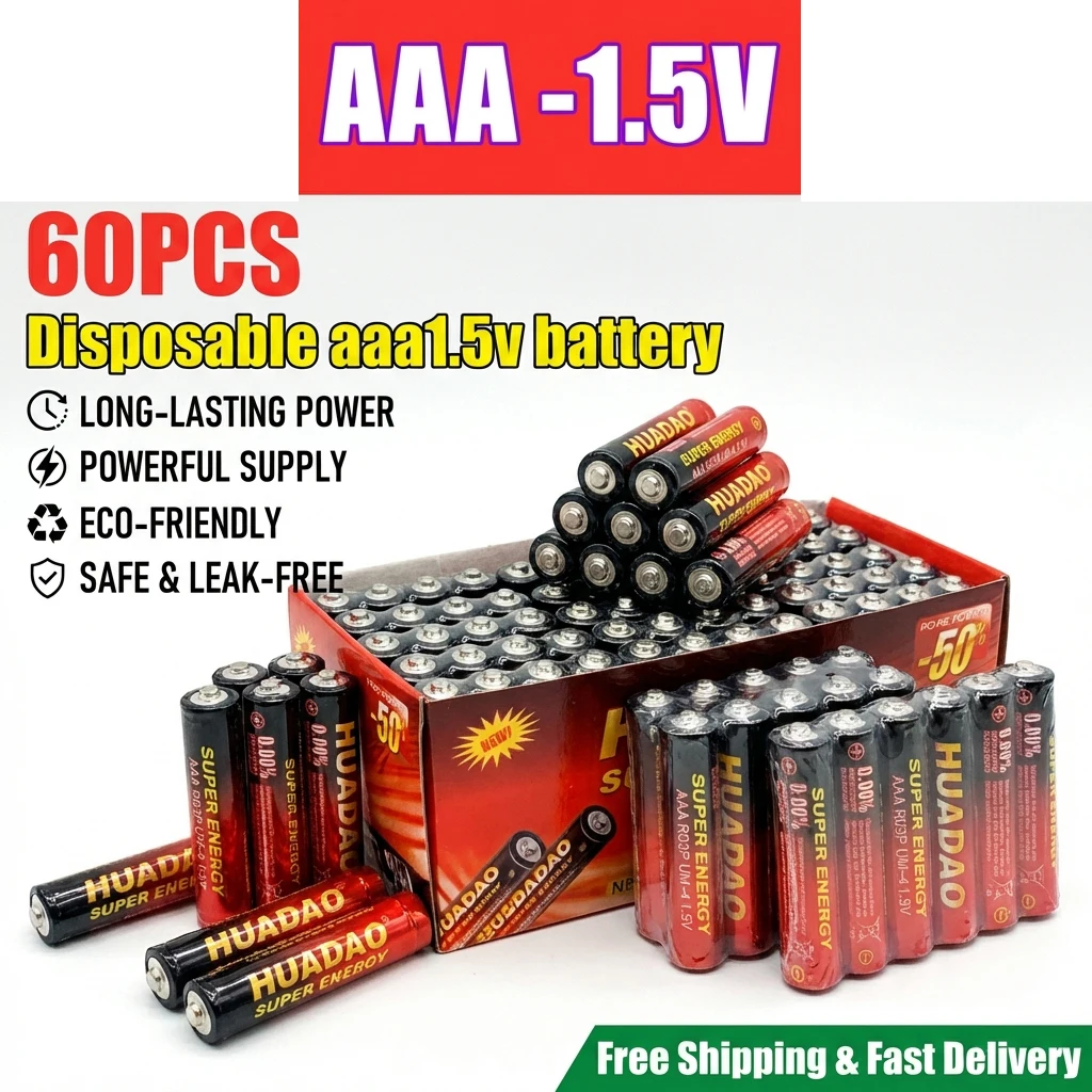 AAA 1.5V Carbon Batteries UM4 Dry Battery High Capacity Safe Leakproof Disposable Cell for Wireless Mouse Flashlight Toy
AAA 1.5V Carbon Batteries UM4 Dry Battery High Capacity Safe Leakproof Disposable Cell for Wireless Mouse Flashlight Toy