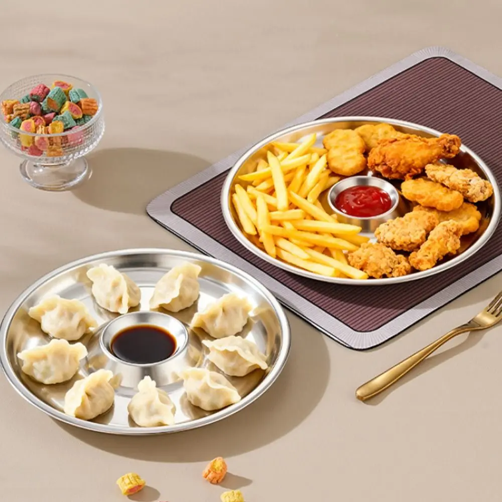 Stainless Steel Dumpling Plate Circular Shape Drop-proof French Fries Plate Tableware Convenient Snack Plate Barbecue
Stainless Steel Dumpling Plate Circular Shape Drop-proof French Fries Plate Tableware Convenient Snack Plate Barbecue