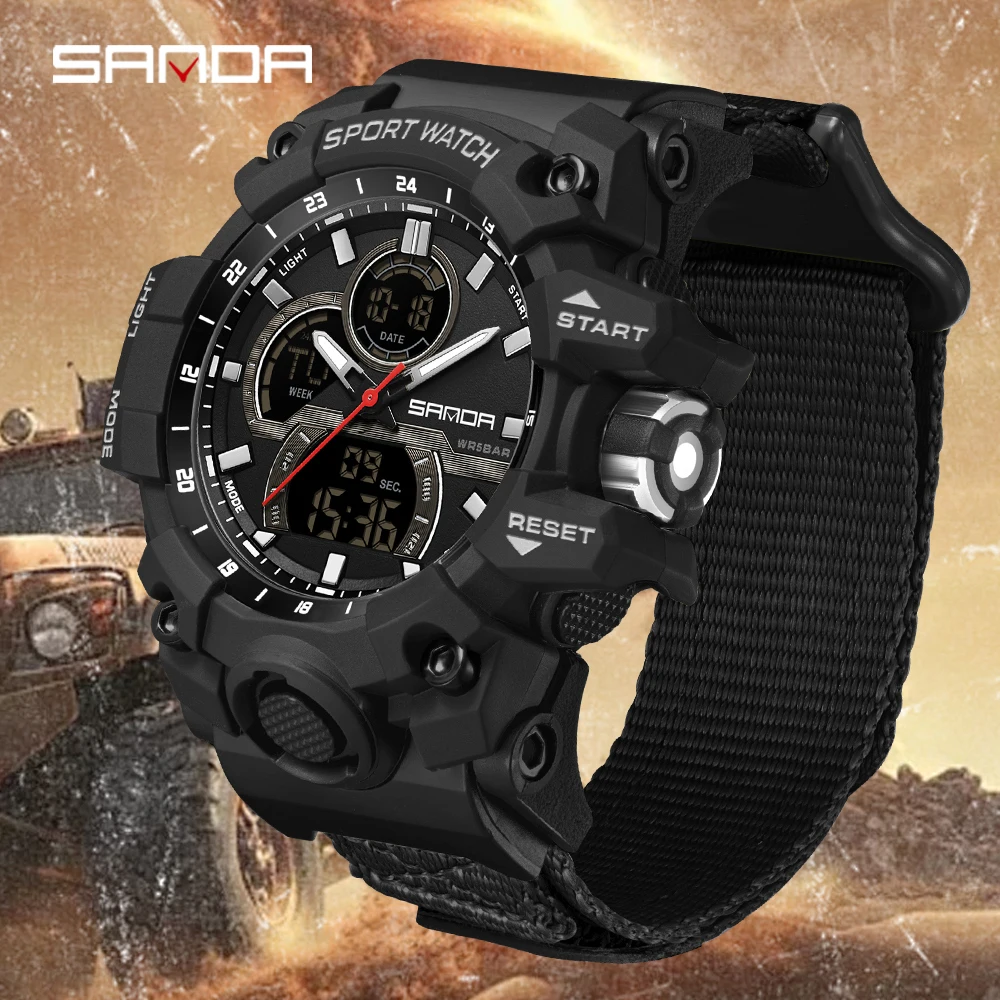 SANDA 6198 Men's Electronic Watch Fashion Cool Outdoor Sports Waterproof Dual Display Silicone Strap Wrist Watches for Men Boy
SANDA 6198 Men's Electronic Watch Fashion Cool Outdoor Sports Waterproof Dual Display Silicone Strap Wrist Watches for Men Boy