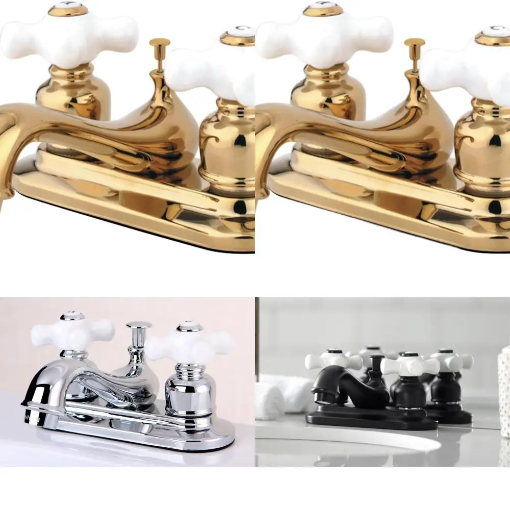 4 Centerset Lavatory Faucet with Porcelain Cross Handle, Polished Brass Finish
4 Centerset Lavatory Faucet with Porcelain Cross Handle, Polished Brass Finish