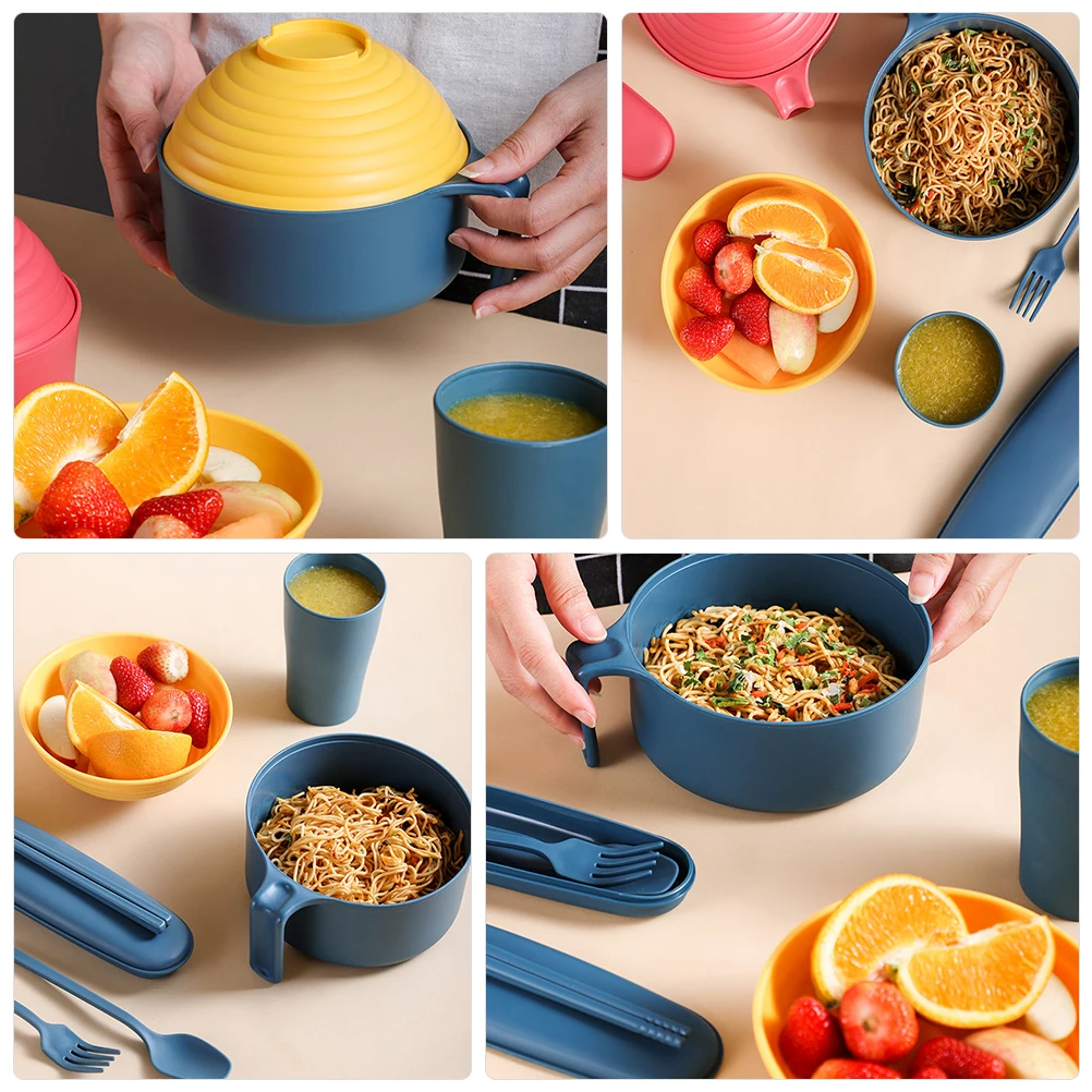 Straw Instant Noodle Bowl Set Tableware Spoon Chopsticks Cup Case Complete Kit Spoons 
Straw Instant Noodle Bowl Set Tableware Spoon Chopsticks Cup Case Complete Kit Spoons
