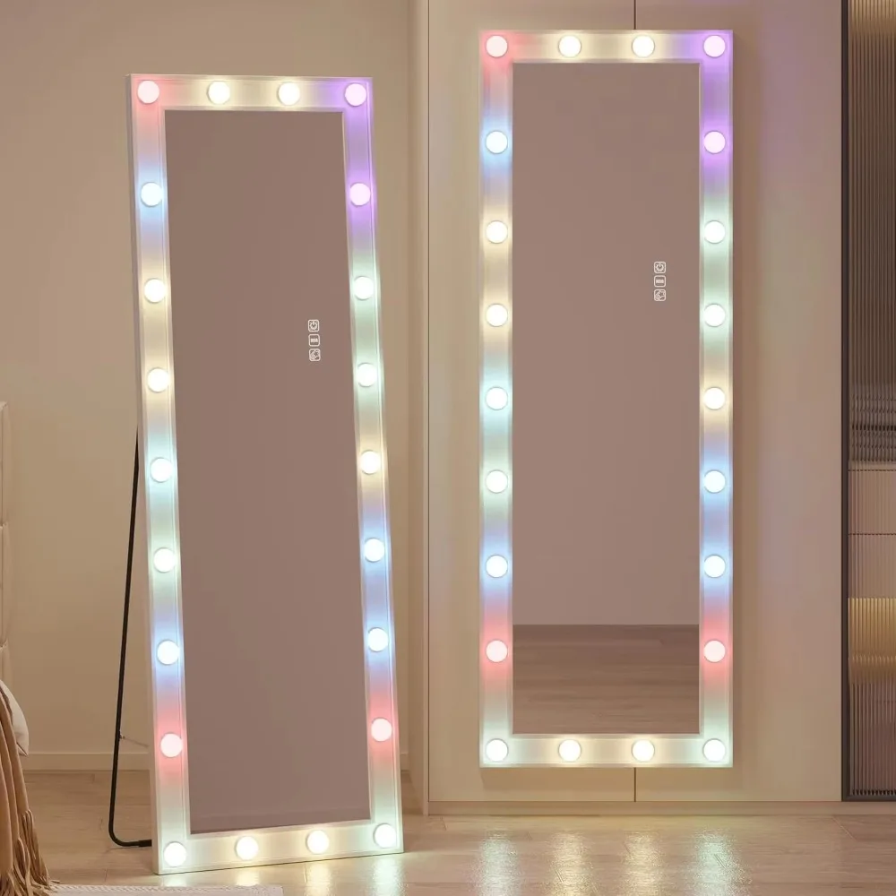 63 X 22 Full Length Mirror with Lights Bulbs RGB, Hollywood LED Mirror Full Length, Floor Standing Body Mirror with Wooden Frame
63 X 22 Full Length Mirror with Lights Bulbs RGB, Hollywood LED Mirror Full Length, Floor Standing Body Mirror with Wooden Frame