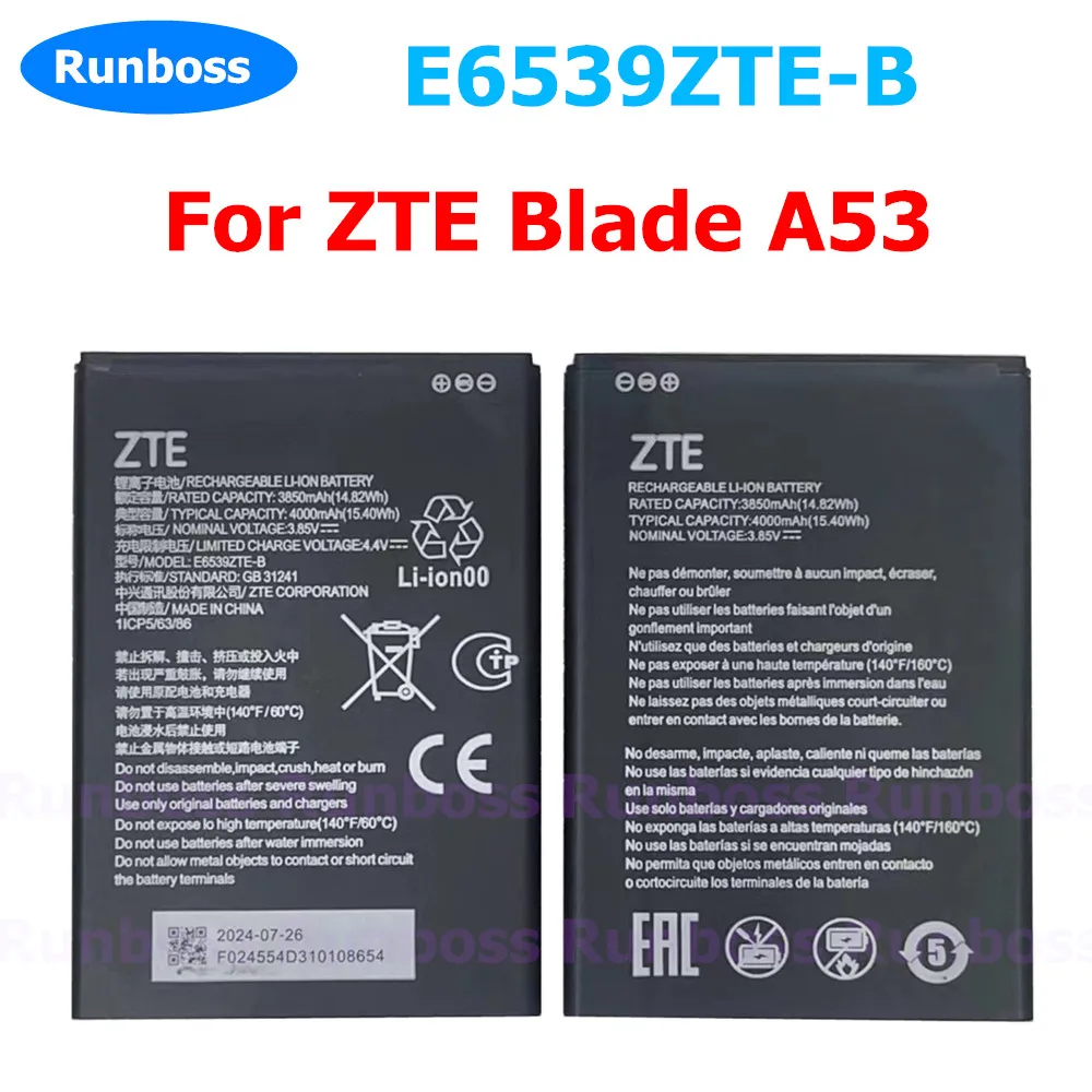 Оригинальный новый качественный аккумулятор 3,85 В 4000 мАч для ZTE E6539ZTE-B для ZTE Blade A53 1ICP5/63/86 запасная батарея
Оригинальный новый качественный аккумулятор 3,85 В 4000 мАч для ZTE E6539ZTE-B для ZTE Blade A53 1ICP5/63/86 запасная батарея
