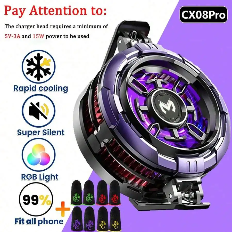 MEMO CX08 2025 New Magnetic Cooling Radiator - Rapid Phone Cooling Radiator, 5V-3A 15W Charger Adapter, High Power For Smartphones/Tablets/Live Streaming/Gaming, With 4pcs Gaming Finger Sleeves
MEMO CX08 2025 New Magnetic Cooling Radiator - Rapid Phone Cooling Radiator, 5V-3A 15W Charger Adapter, High Power For Smartphones/Tablets/Live Streaming/Gaming, With 4pcs Gaming Finger Sleeves