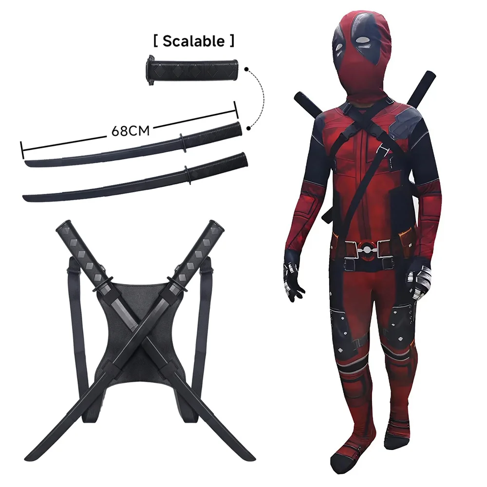Deadpool Telescopic Sword Set Movie Superhero Child Costume Halloween Cosplay Costumes deadpools Jumpsuit Bodysuit
Deadpool Telescopic Sword Set Movie Superhero Child Costume Halloween Cosplay Costumes deadpools Jumpsuit Bodysuit