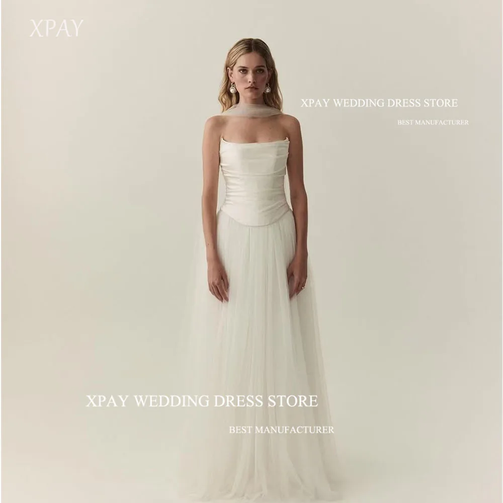 XPAY Strapless Tulle A Line Wedding Dresses Floor-Length Pleat with a pennant Bridal Gowns Corset Back Princess Customize
XPAY Strapless Tulle A Line Wedding Dresses Floor-Length Pleat with a pennant Bridal Gowns Corset Back Princess Customize