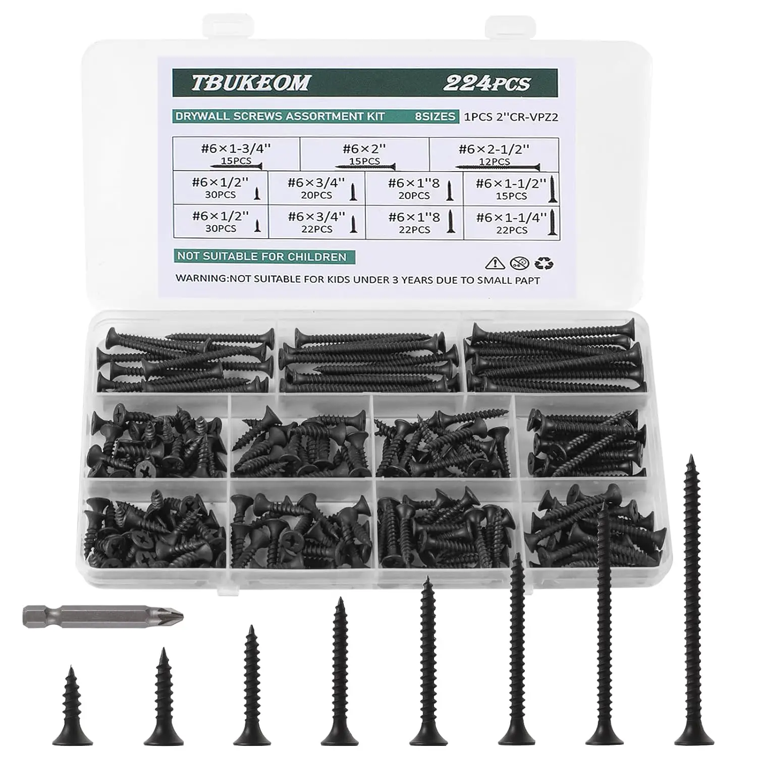 8-Size #6 Wood Screws Kit: Rust-Resistant, Durable, with Storage Box for DIY & Outdoor Projects
8-Size #6 Wood Screws Kit: Rust-Resistant, Durable, with Storage Box for DIY & Outdoor Projects