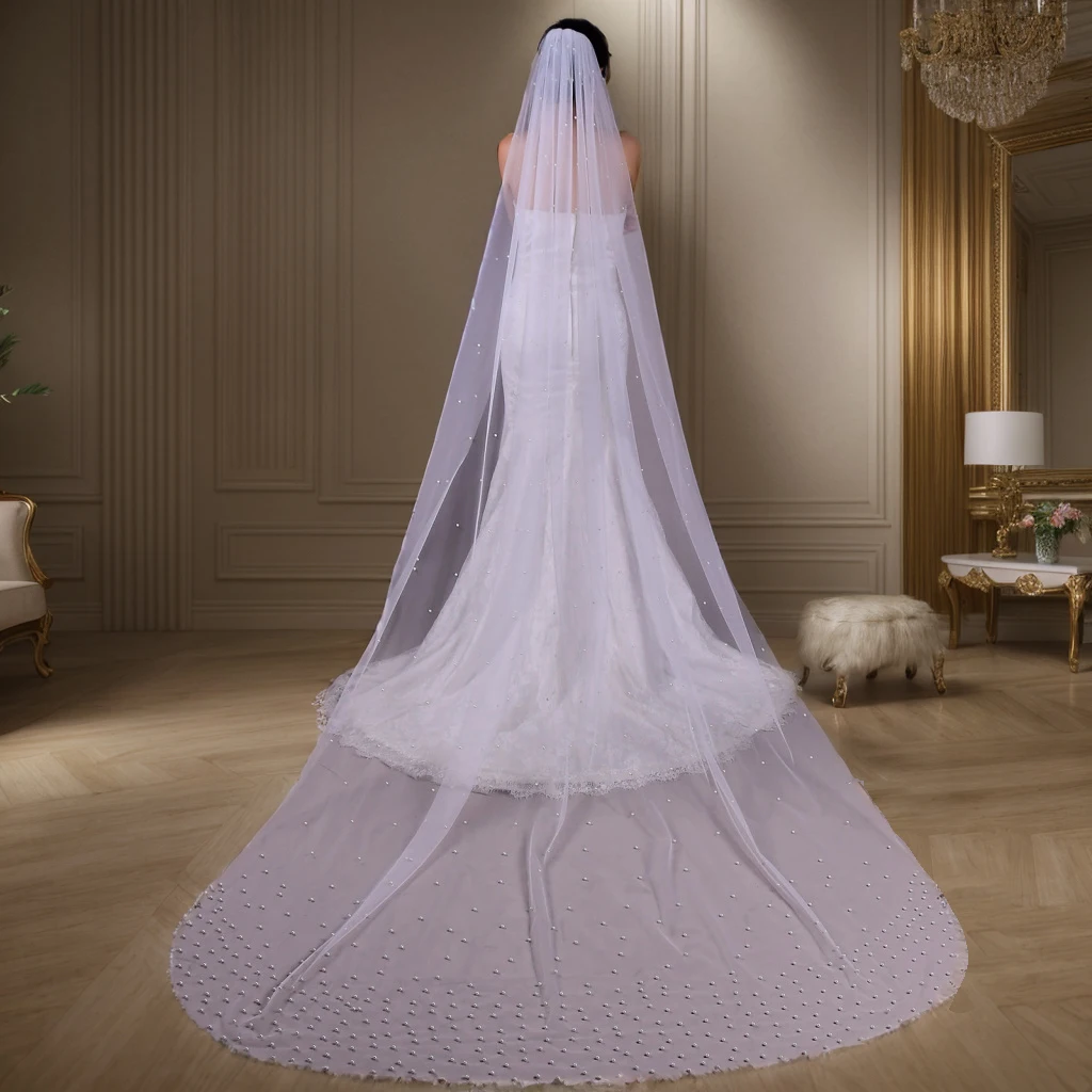 V10 Pearls Bridal Veils 1 Tiers Wedding Veil Dense Up and Down Wedding Hair Accessories for Brides Wedding Mantilla for Church
V10 Pearls Bridal Veils 1 Tiers Wedding Veil Dense Up and Down Wedding Hair Accessories for Brides Wedding Mantilla for Church