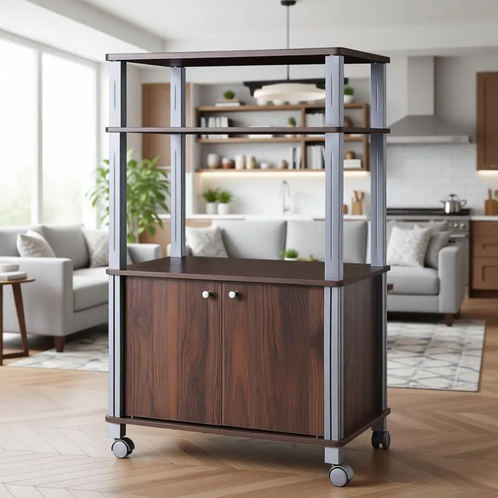 Kitchen Utility Cart with Microwave Stand, 2-Tier Shelves, Cabinet, and Wheels for Storage and Spice Organization (Walnut)
Kitchen Utility Cart with Microwave Stand, 2-Tier Shelves, Cabinet, and Wheels for Storage and Spice Organization (Walnut)