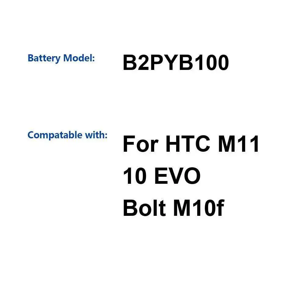 Высокая совместимость 3200 мАч для Htc M11 10 Evo Bolt M10f, быстрая зарядка B2PYB100, аккумулятор мобильного телефона
Высокая совместимость 3200 мАч для Htc M11 10 Evo Bolt M10f, быстрая зарядка B2PYB100, аккумулятор мобильного телефона