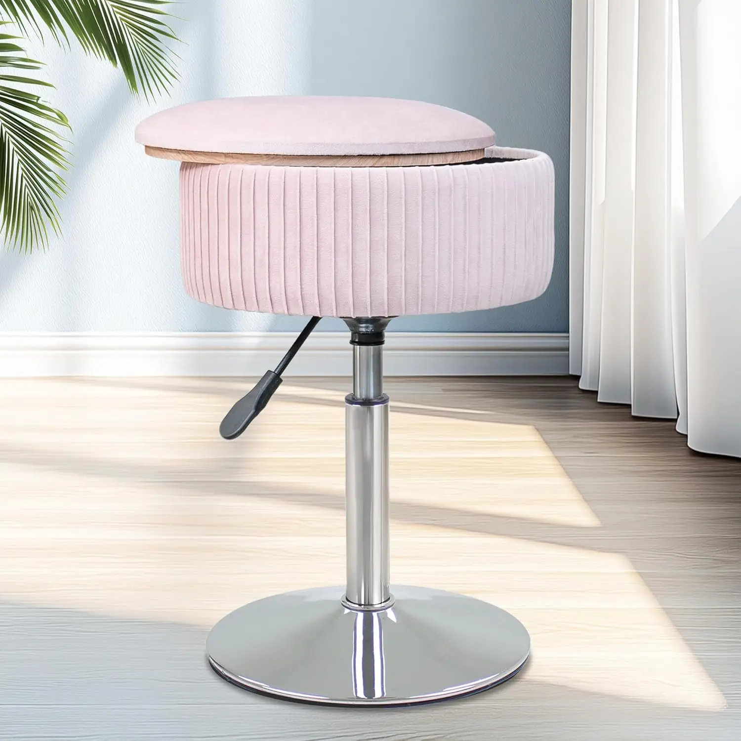 Adjustable Velvet Vanity Stool with 360° Swivel and Hidden Storage, Pink Ottoman for Bathroom or Makeup Room
Adjustable Velvet Vanity Stool with 360° Swivel and Hidden Storage, Pink Ottoman for Bathroom or Makeup Room