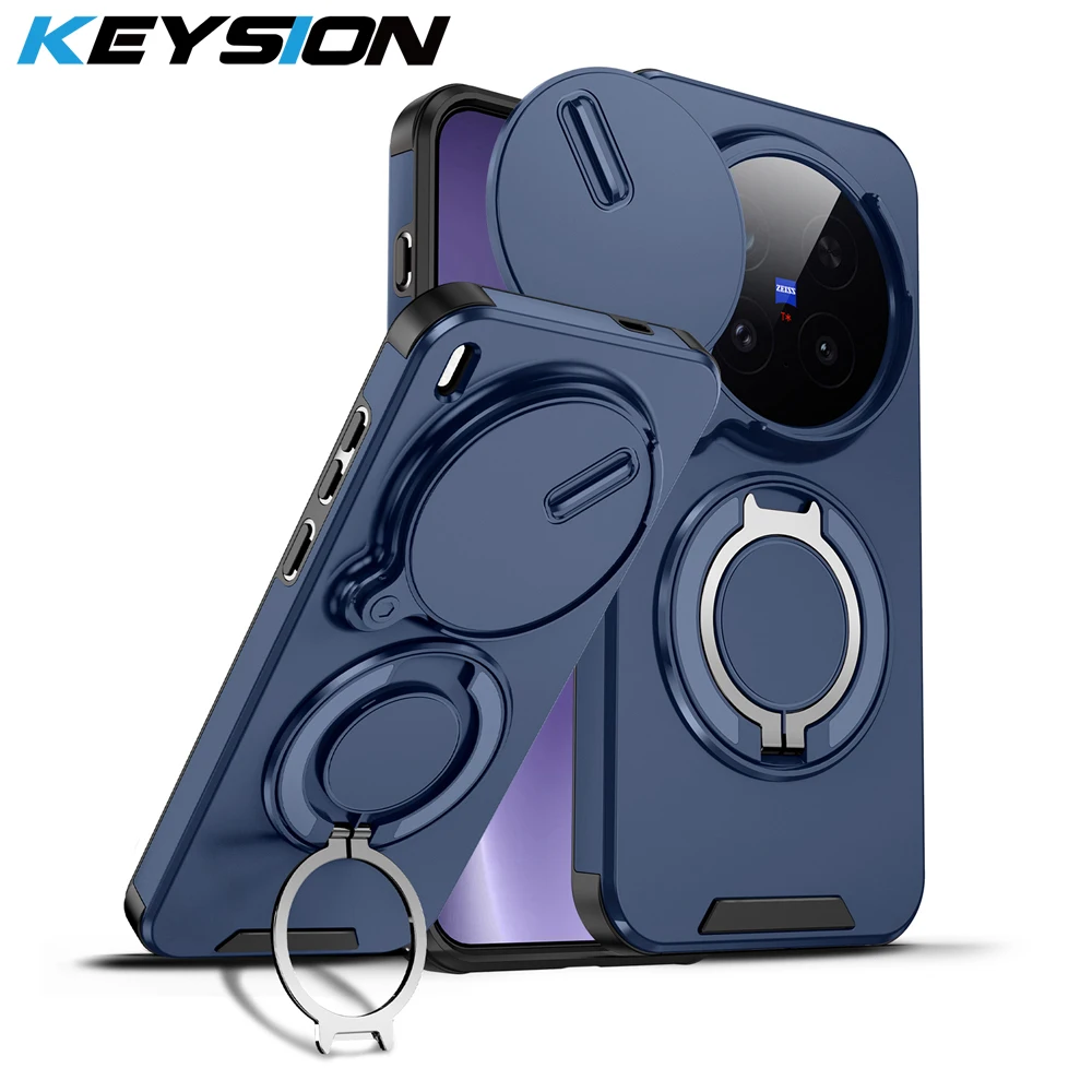 KEYSION 360° Rotating Ring Stand Phone Case for VIVO X300 Pro 5G Slide Camera Protection Magnetic Shockproof Cover for VIVO X300
KEYSION 360° Rotating Ring Stand Phone Case for VIVO X300 Pro 5G Slide Camera Protection Magnetic Shockproof Cover for VIVO X300