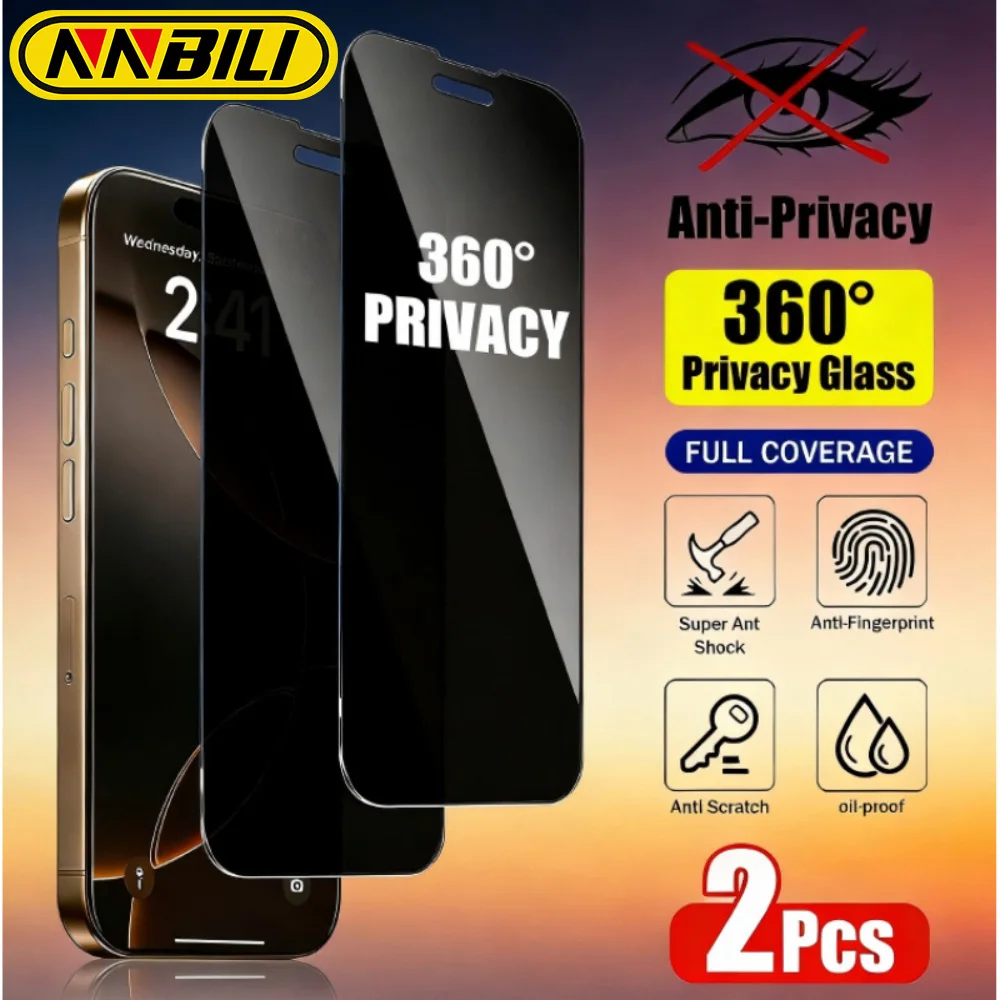 NNBILI 2Pcs Tempered Glass Screen Protectors Designed for iPhone 17 16 15 14 13 12 11 Pro Max 17e 16e,Four Anti-Peeping Layers
NNBILI 2Pcs Tempered Glass Screen Protectors Designed for iPhone 17 16 15 14 13 12 11 Pro Max 17e 16e,Four Anti-Peeping Layers
