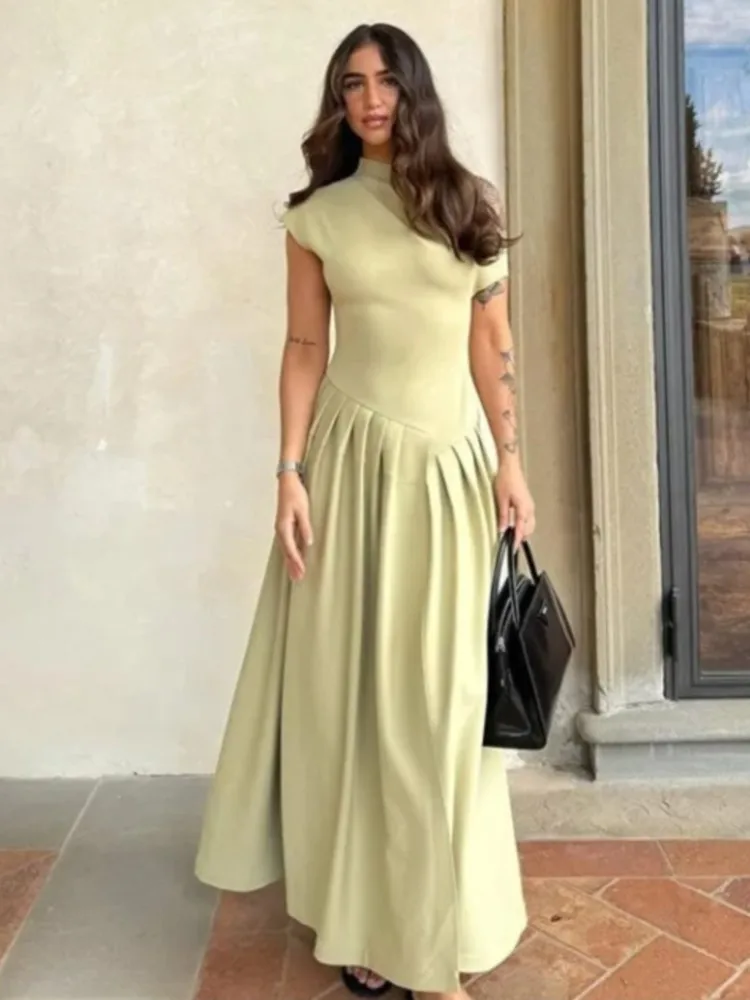 Women New Elegant Wine Red Irregular Neck High Waist Slim Robes Fashion Sleeveless Pleated Hem Dress 2025 Chic Lady Party Gown
Women New Elegant Wine Red Irregular Neck High Waist Slim Robes Fashion Sleeveless Pleated Hem Dress 2025 Chic Lady Party Gown