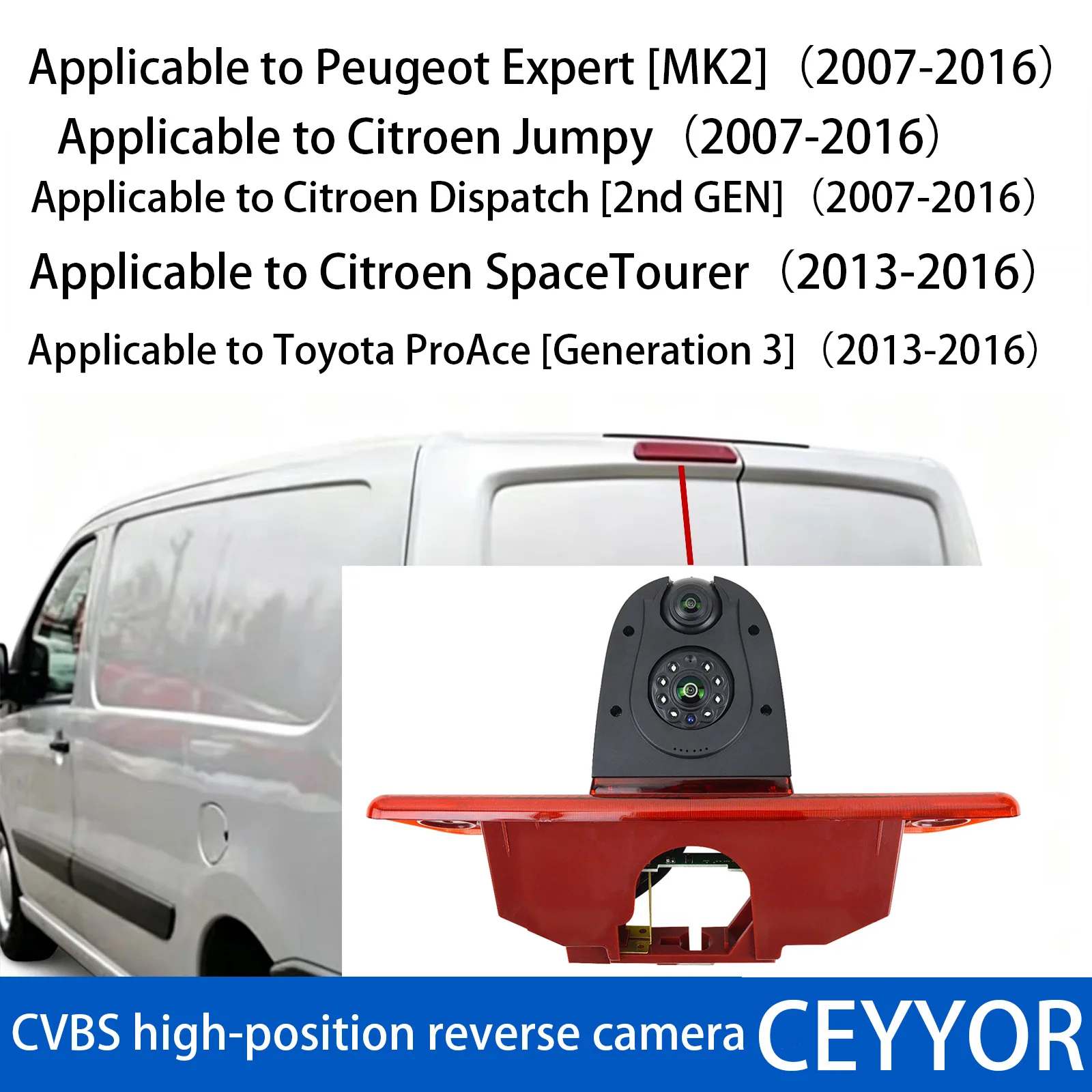 Dual lenses, reversing camera,Applicable to Peugeot Expert MK2 Citroen Jumpy Dispatch 2nd Gen SpaceTourer Toyota ProAce Gen 3
Dual lenses, reversing camera,Applicable to Peugeot Expert MK2 Citroen Jumpy Dispatch 2nd Gen SpaceTourer Toyota ProAce Gen 3