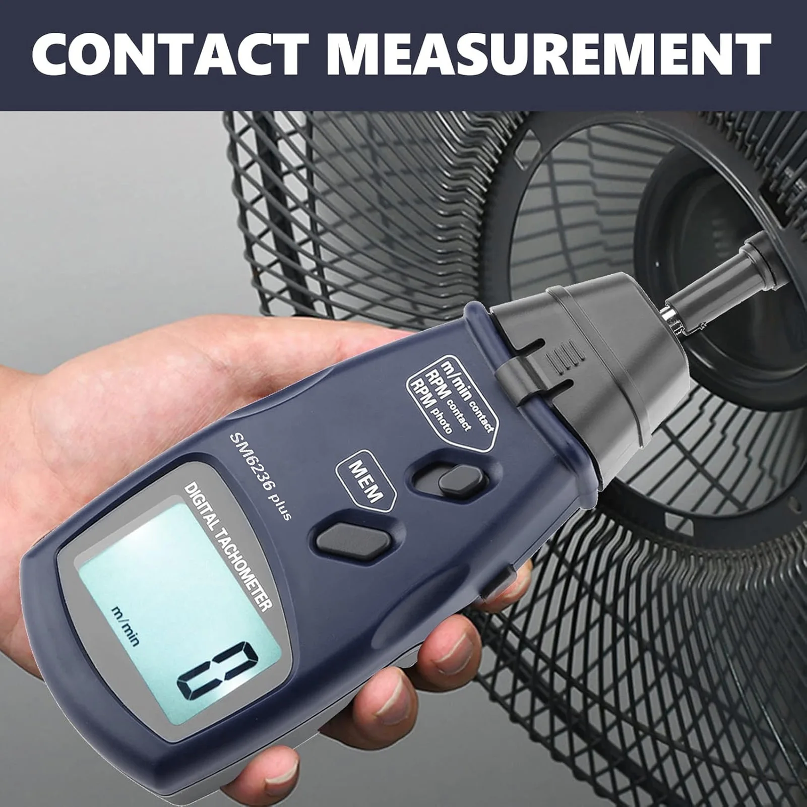 RPM Speedometer Tach Meter Digital Tachometer Accuracy Large LCD Screen 2 in 1 Design Handheld Tach Rotation Meter for Motor Fan
