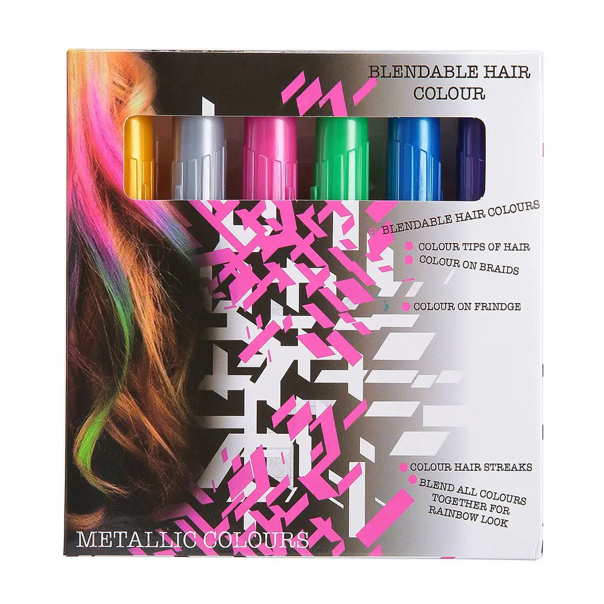6Pcs Temporary Hair Chalk Metallic Glitter Color Stick Portable Dye Tool Works on Any Hair Shade DIY Styling Set
6Pcs Temporary Hair Chalk Metallic Glitter Color Stick Portable Dye Tool Works on Any Hair Shade DIY Styling Set