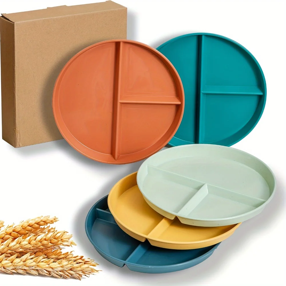 5pcs Dinner Plate, Unbreakable 8.94inch Wheat Plastic Round Gridded Dinner Plate, Divided Plate, Picnic Plate, Salad Plate, Dish
5pcs Dinner Plate, Unbreakable 8.94inch Wheat Plastic Round Gridded Dinner Plate, Divided Plate, Picnic Plate, Salad Plate, Dish