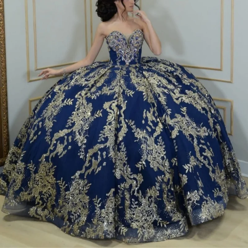 Королевское синее платье Quinceanera с открытыми плечами, бальное платье Sweet 16, золотая аппликация, кружевные бусины, тюлевые платья для дня рождения, вечеринки, Vestidos 15 De 
Королевское синее платье Quinceanera с открытыми плечами, бальное платье Sweet 16, золотая аппликация, кружевные бусины, тюлевые платья для дня рождения, вечеринки, Vestidos 15 De