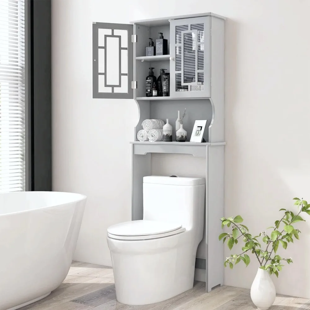 Wooden Over The Toilet Storage Cabinet, Home Bathroom Space Saver, Double Doors, Adjustable Shelf Organizer, Open Storage Shelf
Wooden Over The Toilet Storage Cabinet, Home Bathroom Space Saver, Double Doors, Adjustable Shelf Organizer, Open Storage Shelf