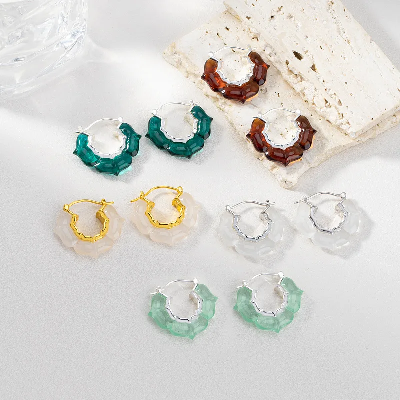 Star's Same Style Copper-plated Niche Design Jelly-colored Persimmon Pattern Hoop Earrings for Women, Cool Style Irregular Hoops
Star's Same Style Copper-plated Niche Design Jelly-colored Persimmon Pattern Hoop Earrings for Women, Cool Style Irregular Hoops