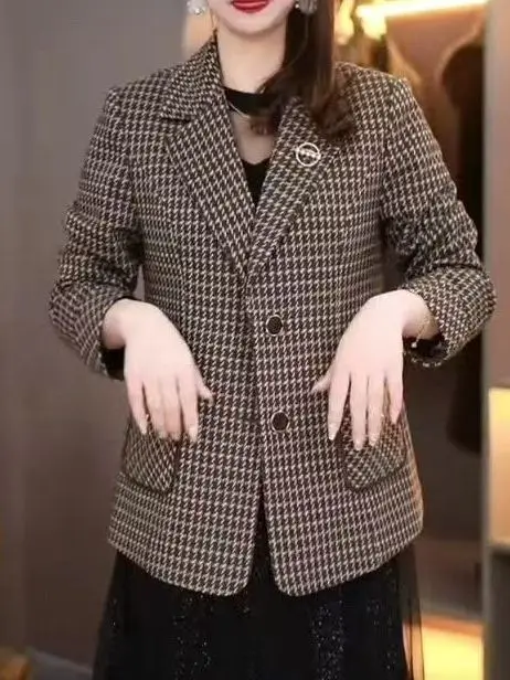 Korean Sle Plaid Suit Women's Casual Outerwear Commute Faion Large Size Coat Autumn Winter New Arrival Ele Ladies' Suit
Korean Sle Plaid Suit Women's Casual Outerwear Commute Faion Large Size Coat Autumn Winter New Arrival Ele Ladies' Suit