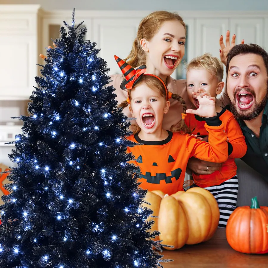Artificial 7ft Black LED-lit Christmas Tree with 1916PE/PVC Mixed Branch Tips Hinged Premium Foldable Base for Indoor Holiday D
Artificial 7ft Black LED-lit Christmas Tree with 1916PE/PVC Mixed Branch Tips Hinged Premium Foldable Base for Indoor Holiday D